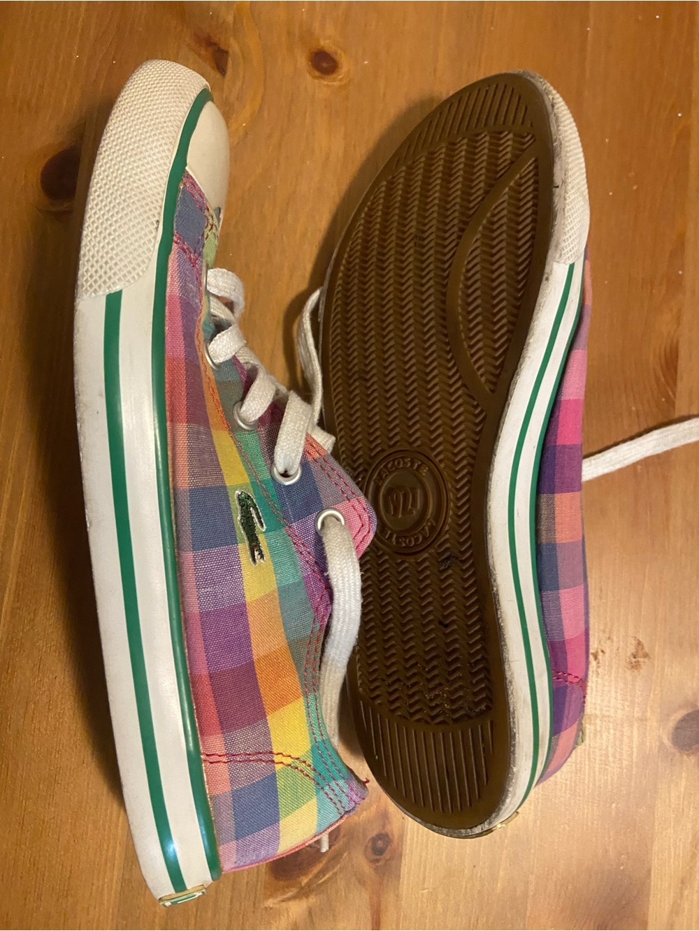 Lacoste Multicolor Plaid Canvas Sneakers - Pink Yellow Blue Green